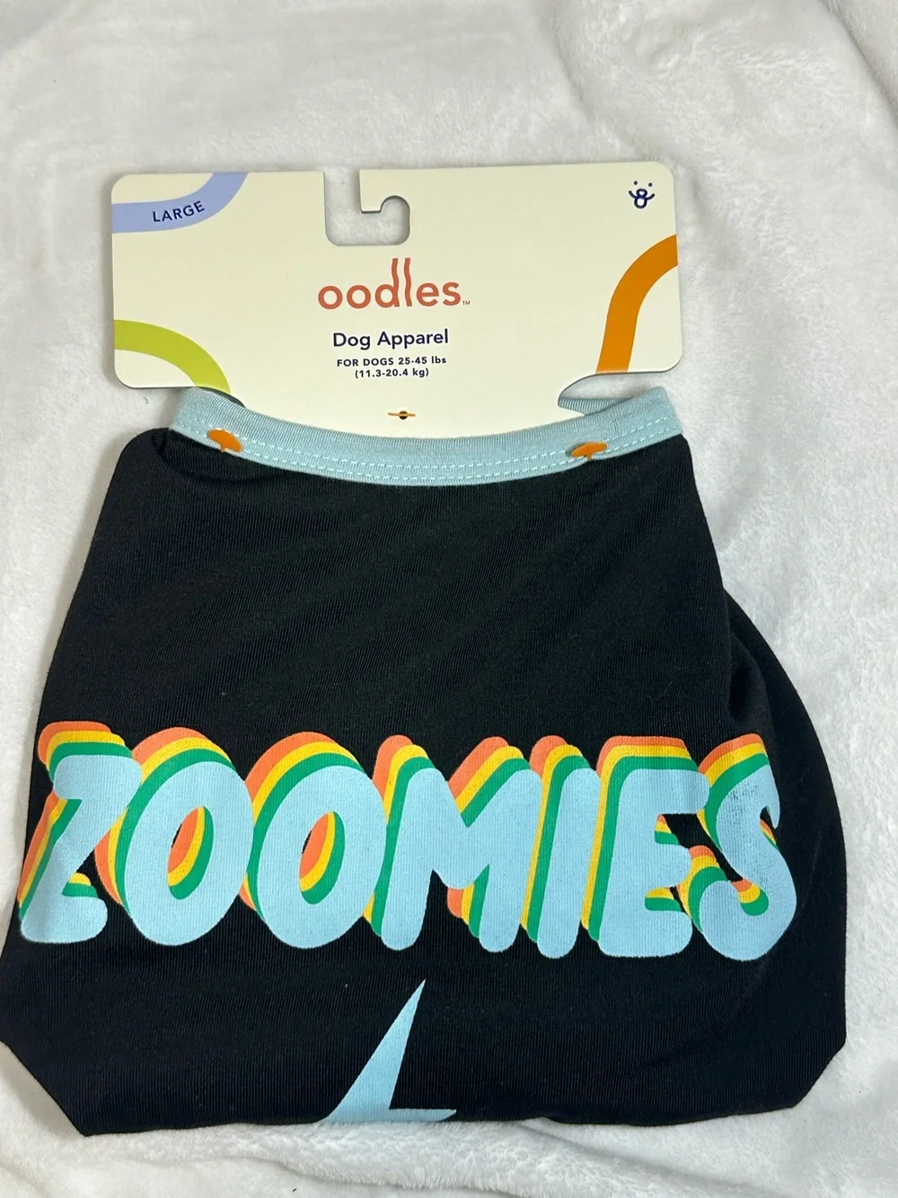 Oodles Black Retro Zoomies Graphic Dog Shirt Clothes Large